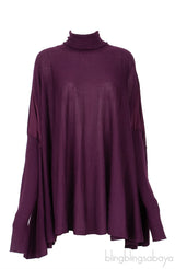 Long Sleeves Turtle Neck Poncho Top