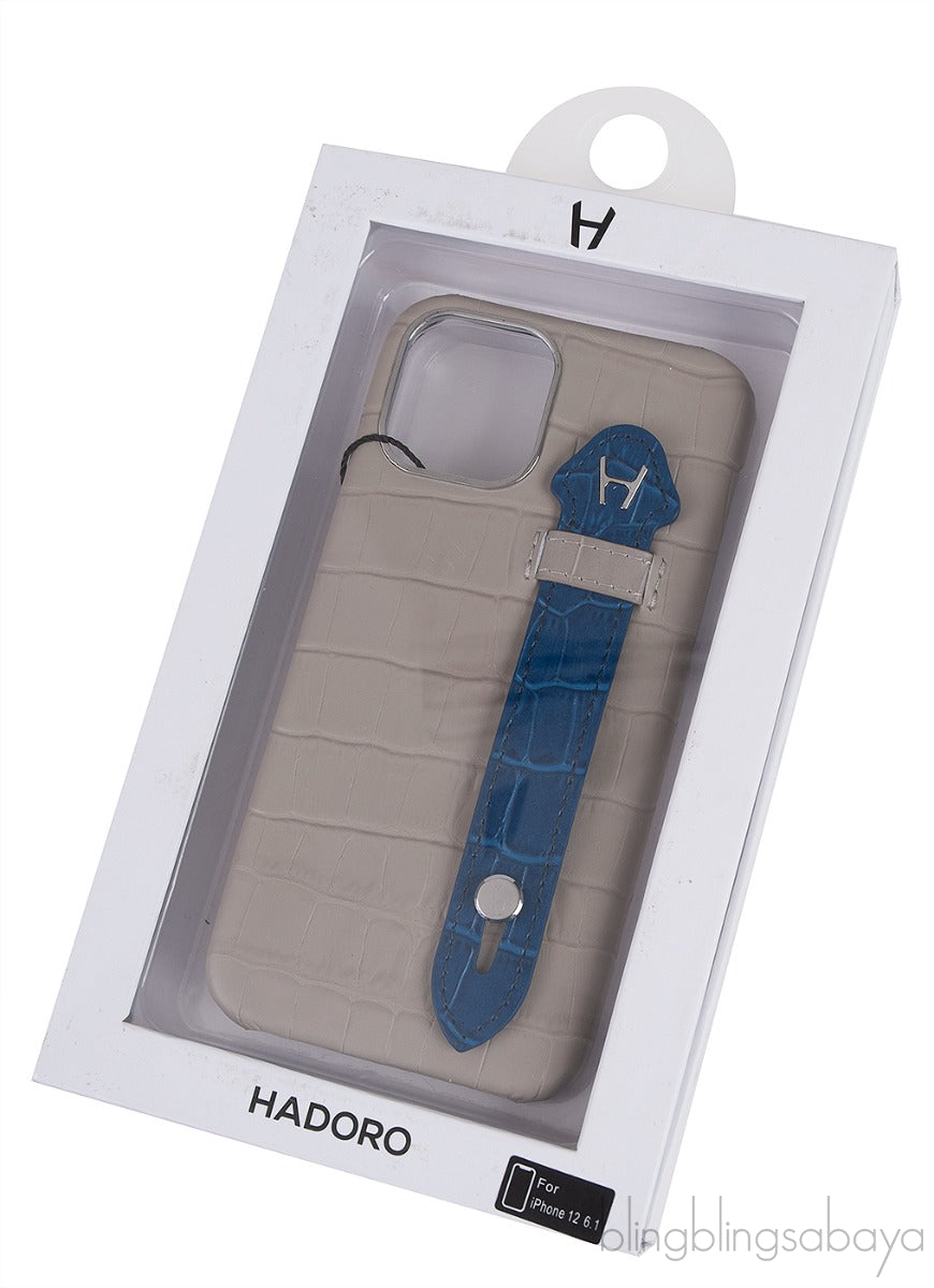 Iphone 12 Pro Grey and Blue Crocodile Phone Case