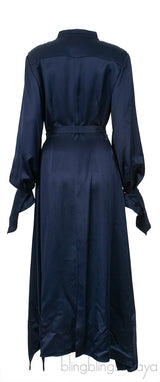 Navy Blue Asymmetric Cuff Dress
