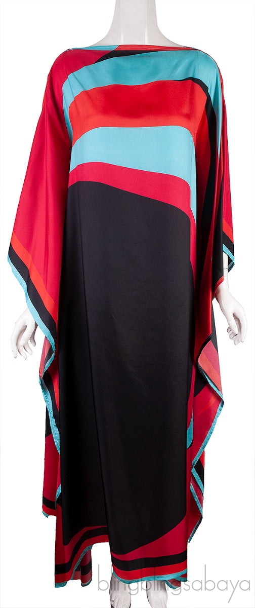 Red Printed Kaftan Dress