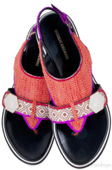 Orange Raffia & Jacquard Sandals