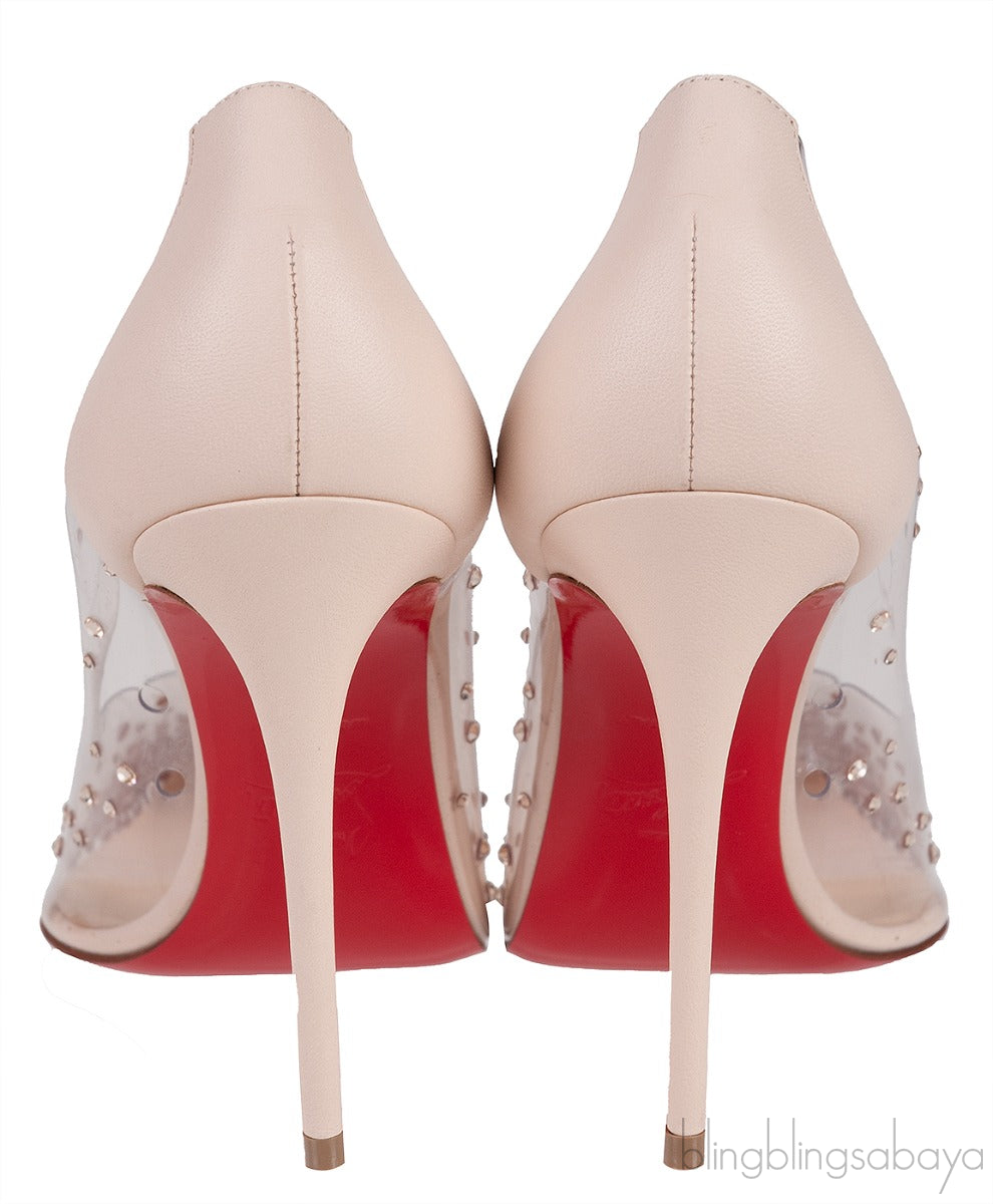 Beige PVC Crystal Heels