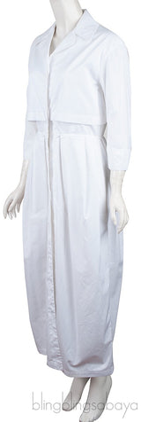 White Cotton Long Sleeve Dress