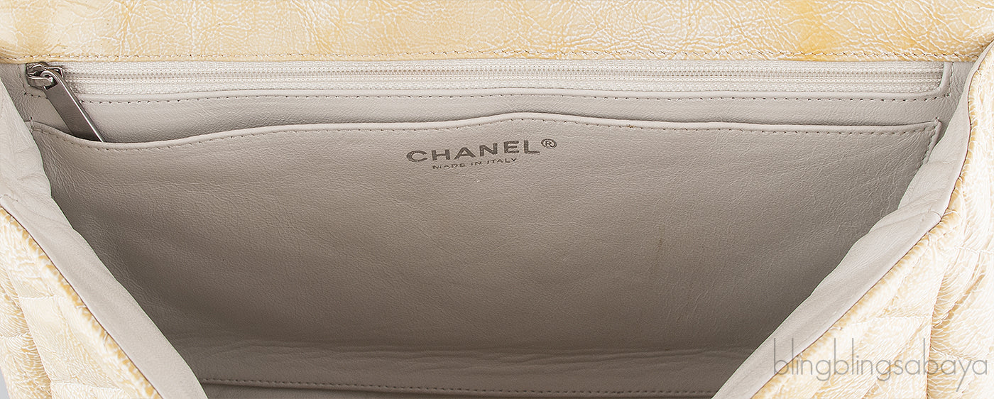 Crinkled Patent Quilted Flap Bag Jumbo