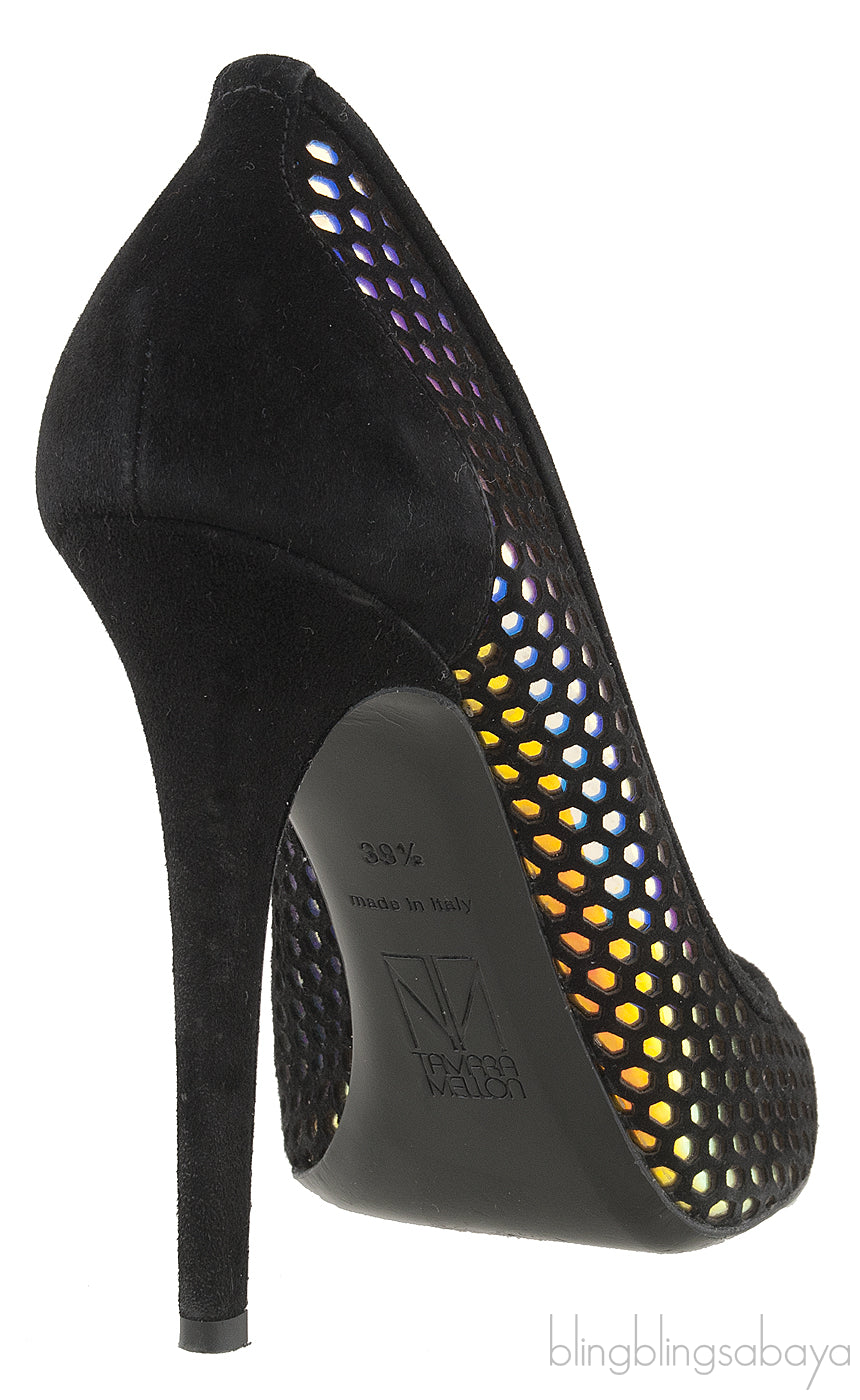 Metallic Gold Perforated Heels