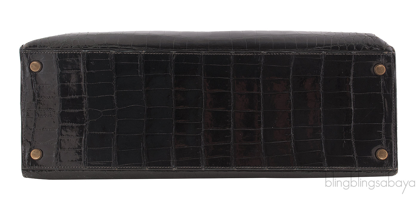 Kelly 35 Black Vintage Crocodile