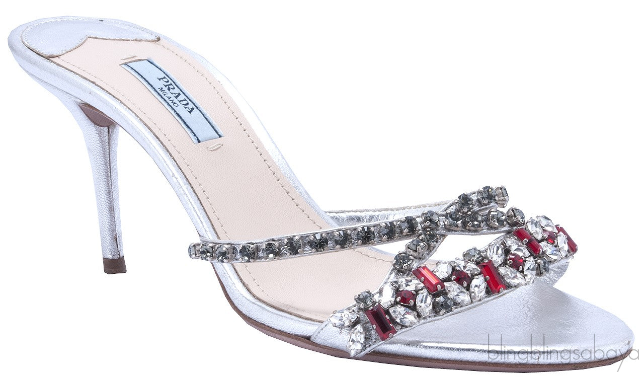 Jewel Embellished Silver Sandals