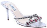 Jewel Embellished Silver Sandals