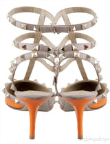 Orange Nude Rockstuds Kitten Heels