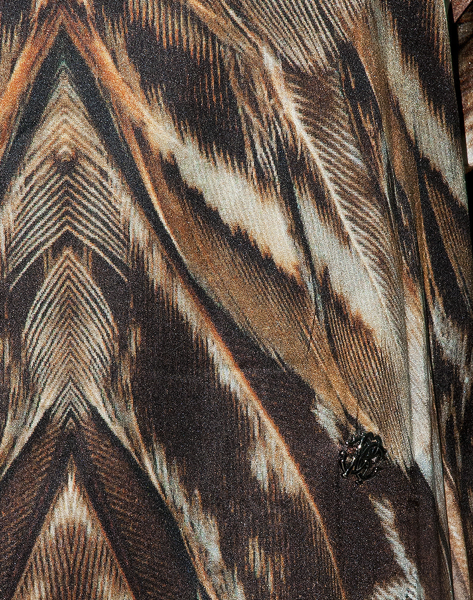 Brown Feather Print Dress