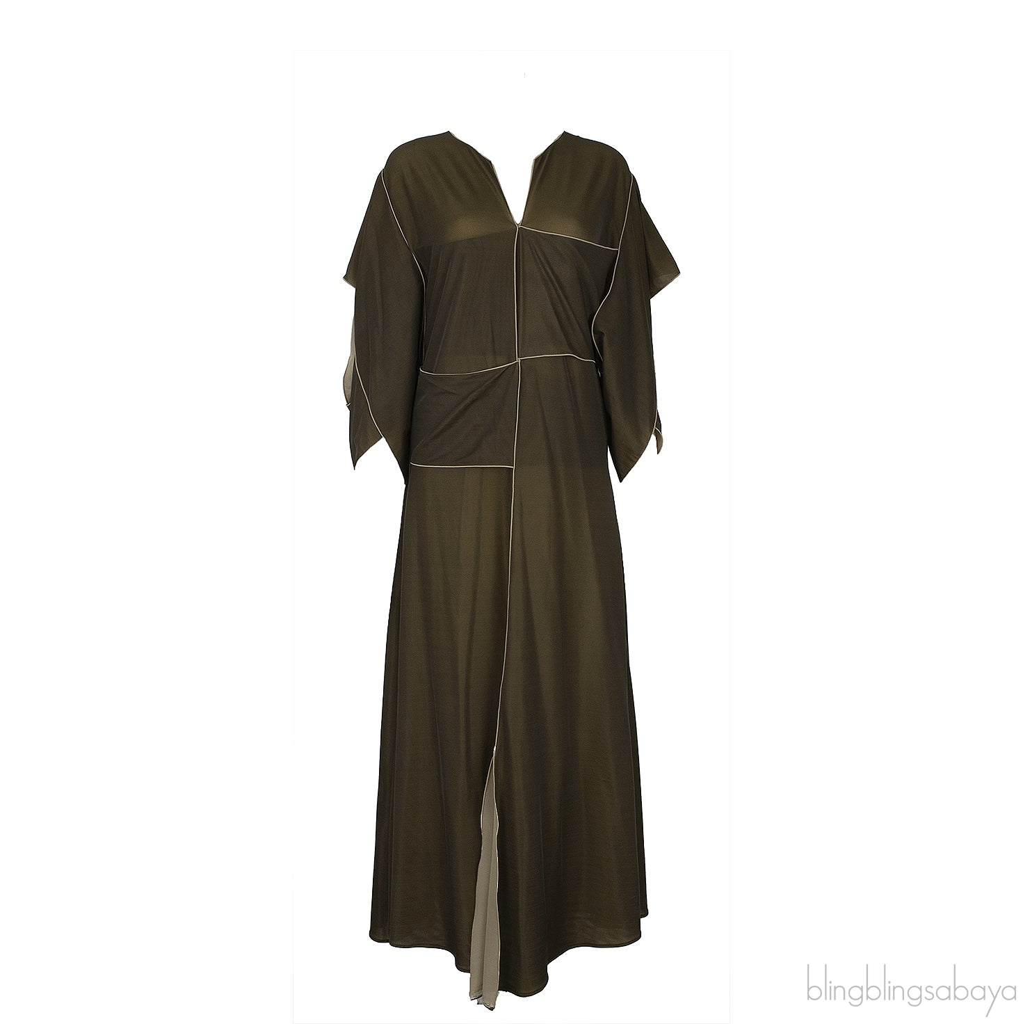 Bottega Veneta Olive Green V-neck Dress
