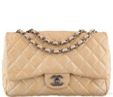 Crinkled Patent Quilted Flap Bag Jumbo