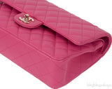 Fuchsia Classic Medium Double Flap Bag