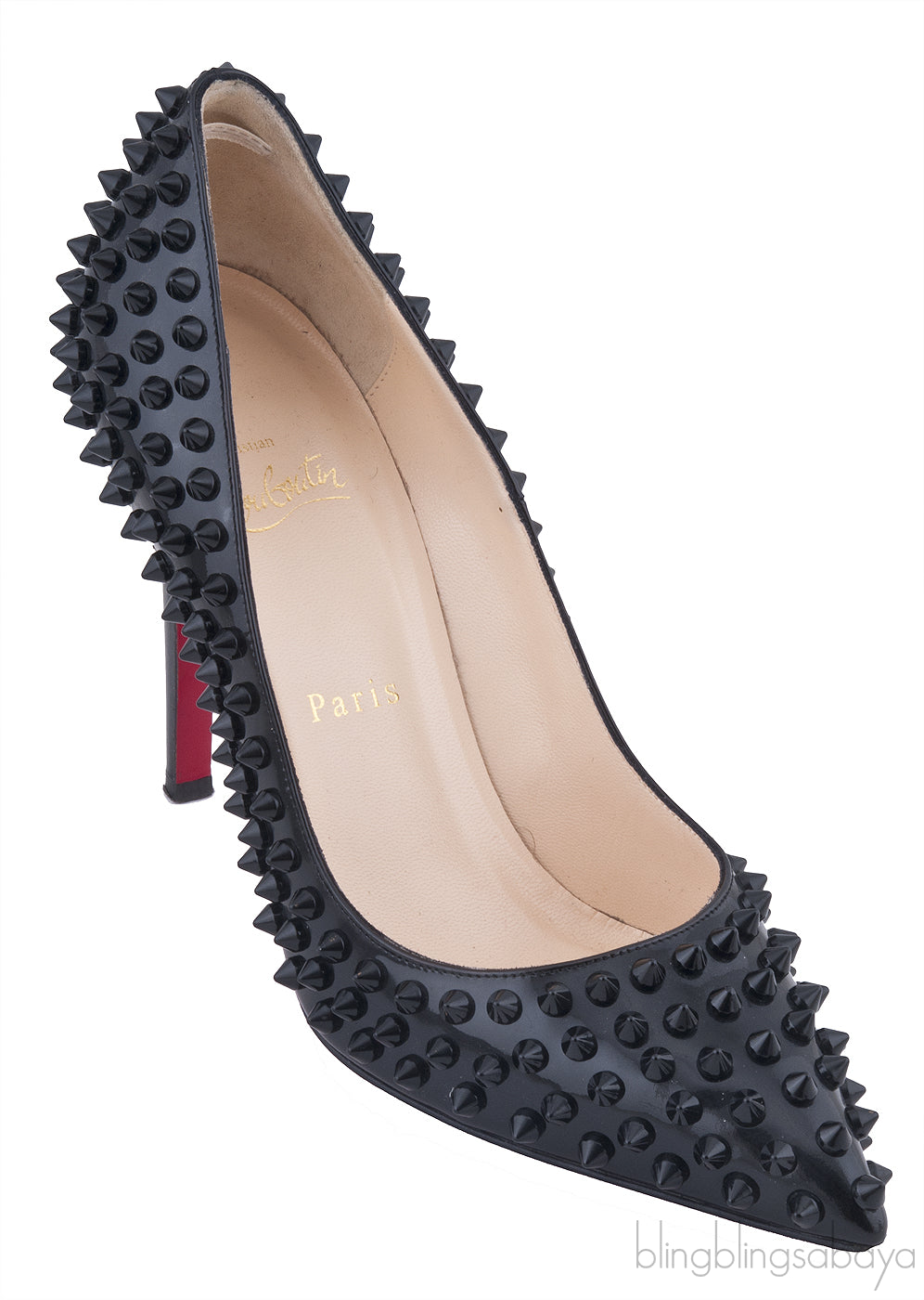Pigalle Spikes Black Patent Pump