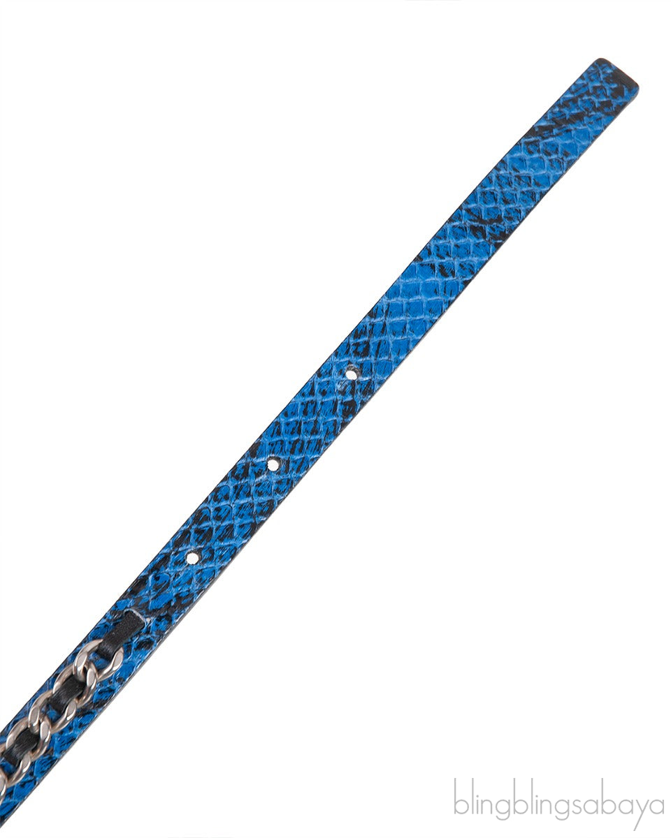 Chanel Blue Black CC Chain Python Belt