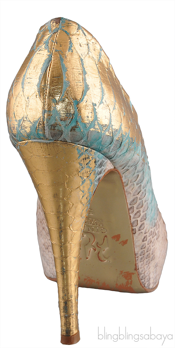 Python Multi-color Peep Toe Heels