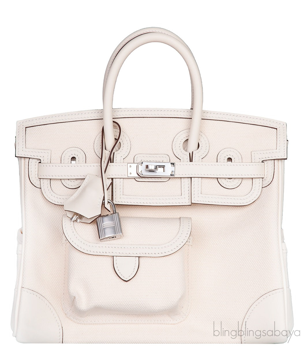 Birkin 25 Cargo Nata Toile Goeland Bag Swift PHW