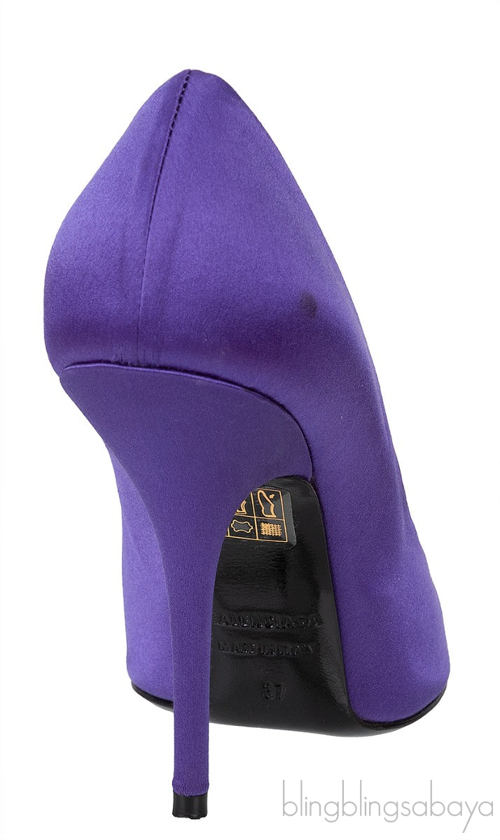 Purple Satin Pointed Toe Heels