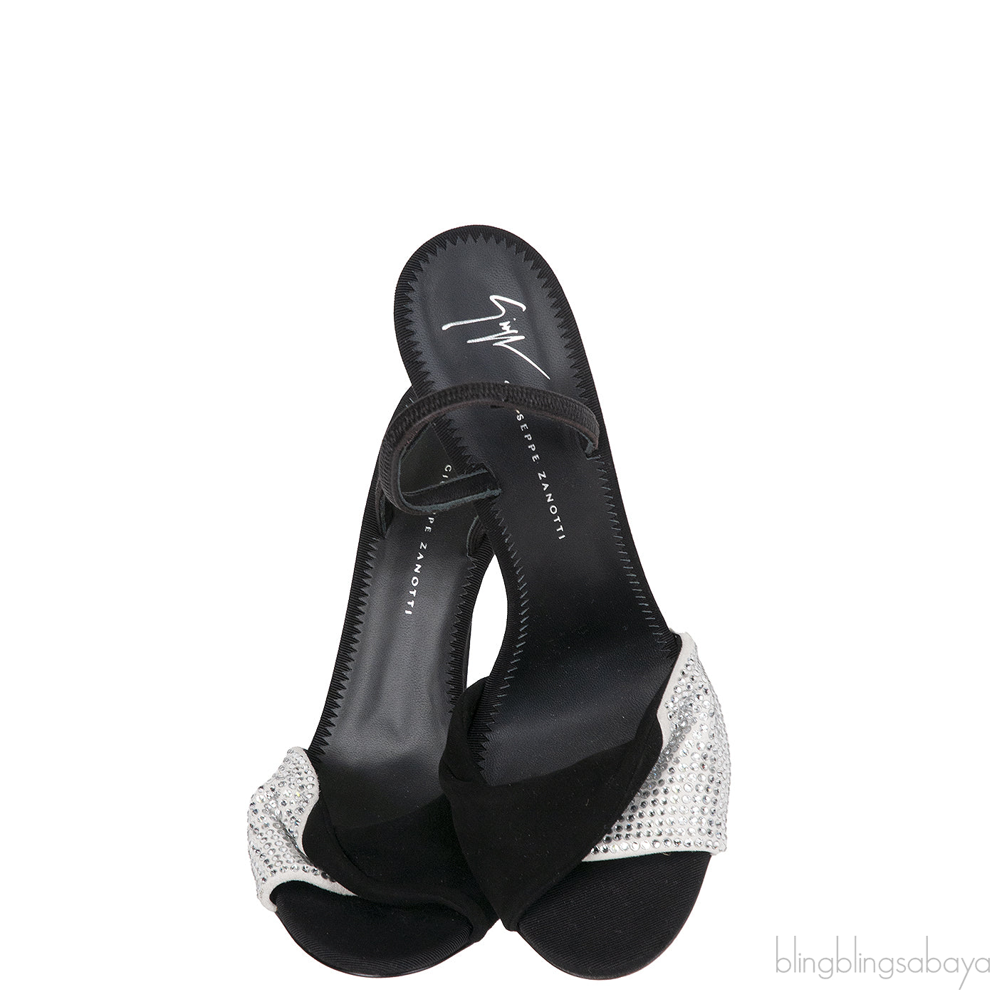 Giuseppe Zanotti Black Crystal Embellished Vamp Slingback