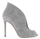 Grey Suede Ankle-Flare Boots