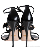 Gucci Black Bee Embellished Crystal Sandals