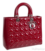 Lady Dior Red Patent Quilted Bag PHW