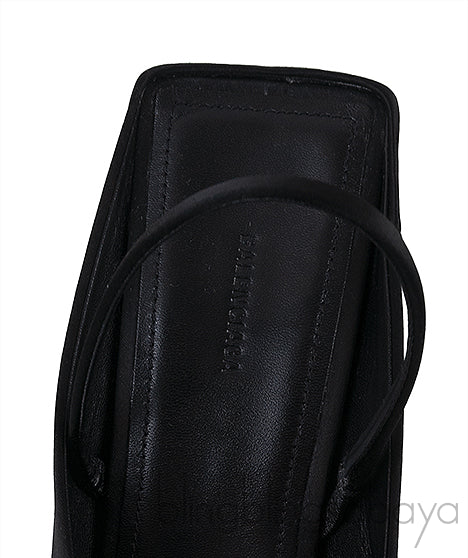 Balenciaga Black Satin BB Pointed Toe Slingback