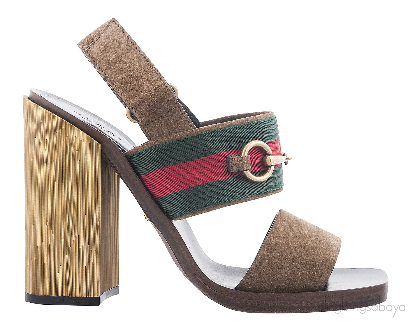 Suede Horsebit Heeled Sandal