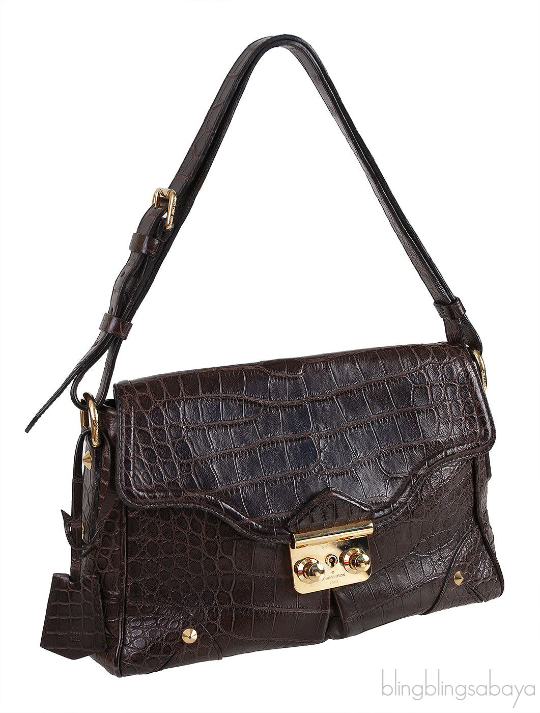 Brown Crocodile Shoulder Bag