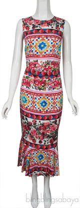 Mambo Print Peplum Skirt & Sleeveless Top