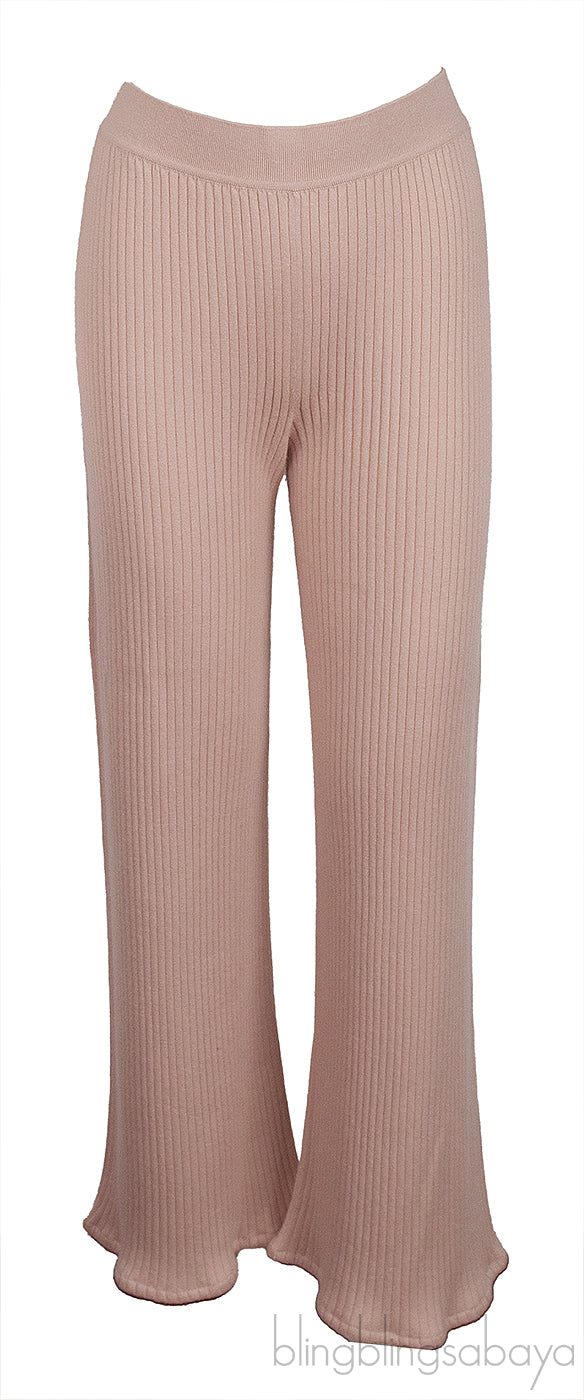 Pink Cashmere Silk Blend Cardigan, Top & Wide Leg Set