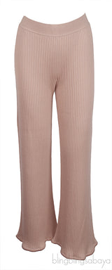 Pink Cashmere Silk Blend Cardigan, Top & Wide Leg Set