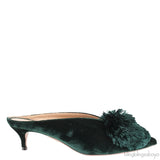 Aquazzura Emerald Green 45 Velvet Mules