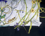 Black Floral Silk Scarf