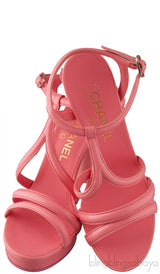 Parthenon Grecian Gladiator Column Heels Coral Pink