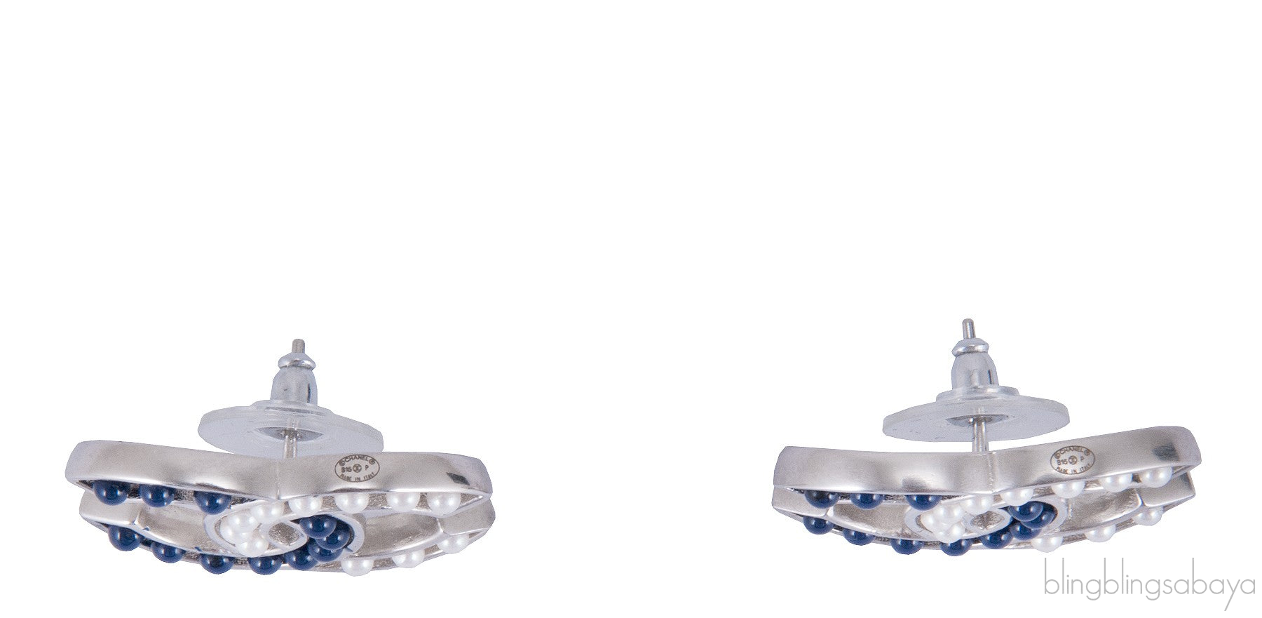 CC Pearl / Blue Stone Earrings