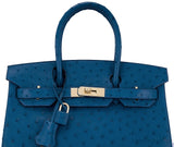 Birkin 30 Ostrich Blue Cobalt