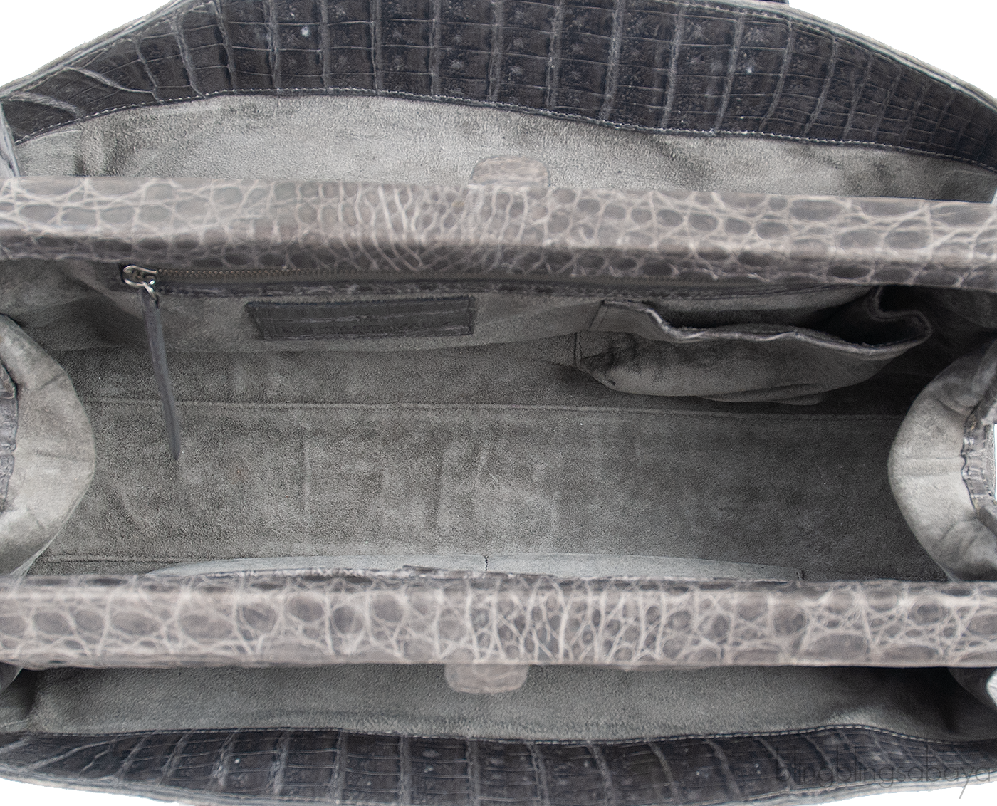 Crocodile Grey Frame Top Handbag