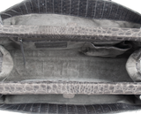 Crocodile Grey Frame Top Handbag