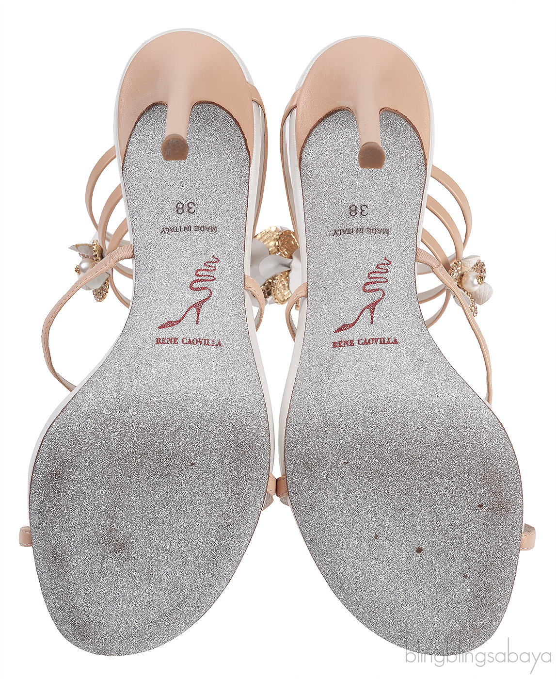 Rene Caovilla Bi-color Floral Applique Sandals