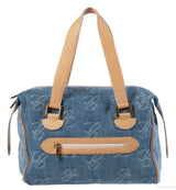 Chopard Blue Denim Distressed Logo Shoulder Bag