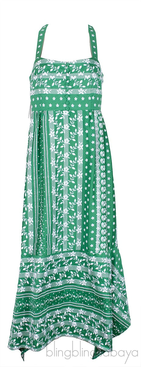 Oleanna Asymmetric Emb. Cotton Silk Midi Dress