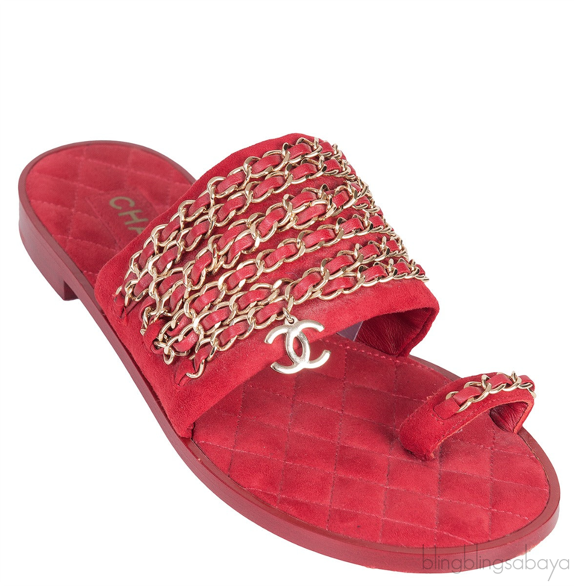 Red Suede & Chain Sandals