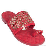 Red Suede & Chain Sandals