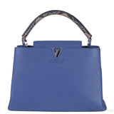Louis Vuitton Blue Capucine Python Handle Bag
