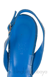 Night 70 Blue Crocodile Slingback Heels