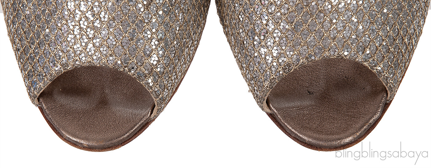 Silver Glittery Peep Toe Pump