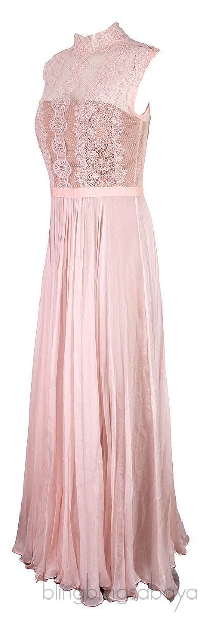 Peach Lace Sleeveless Dress