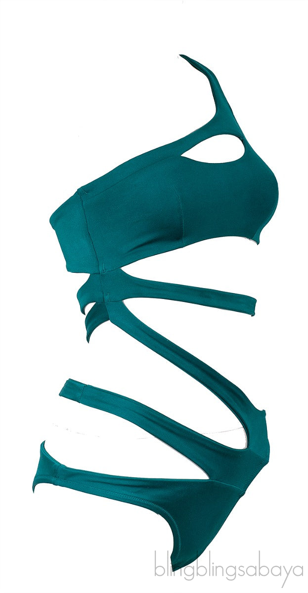 Emerald Green Lexxi Asymmetric  Swimsuit