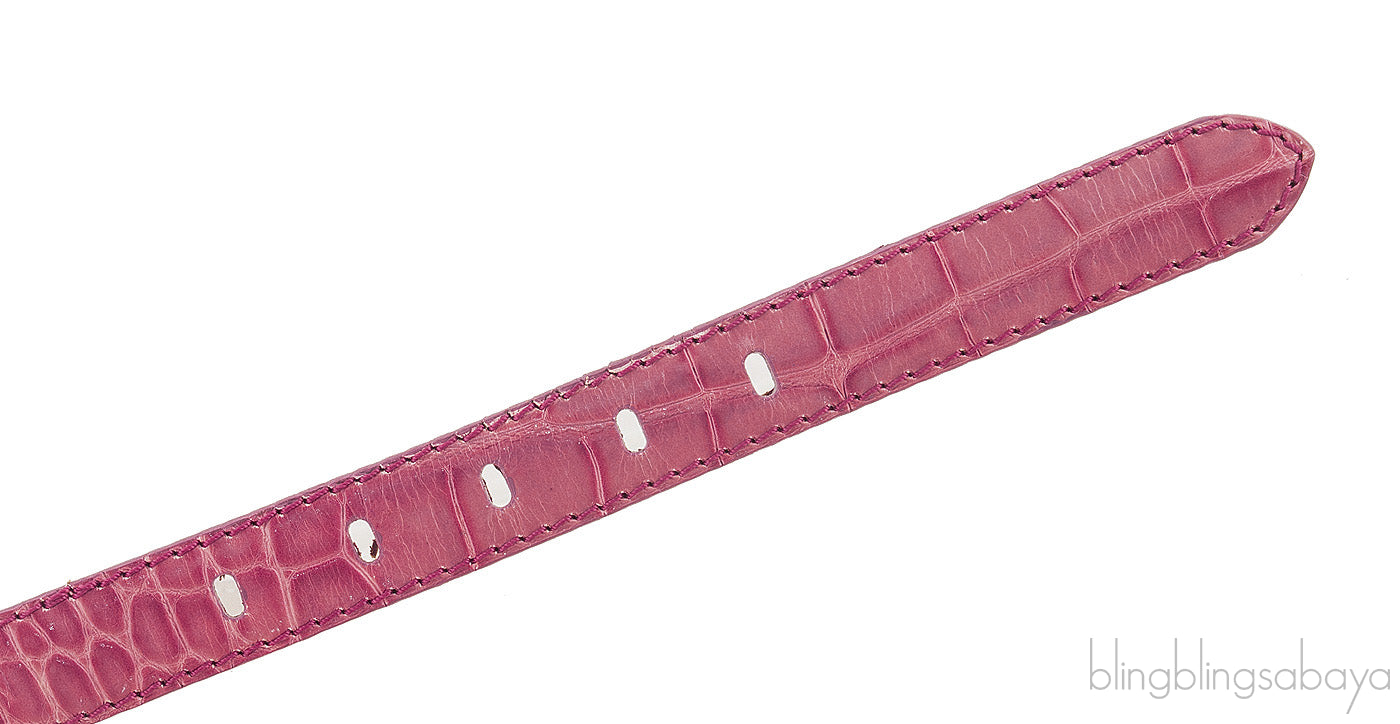 Crocodile Print Pink Leather Belt